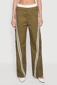 Varsity Stripe Detail Straight Leg Cargo Pants