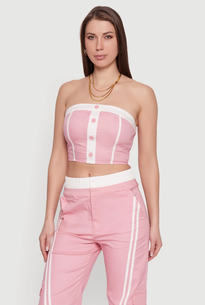 Corset Detail Cropped Tube Top