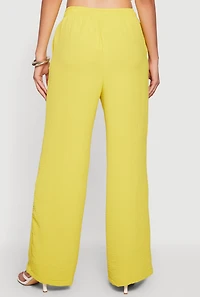 Crepe Knit Drawstring Waist Wide Leg Pants