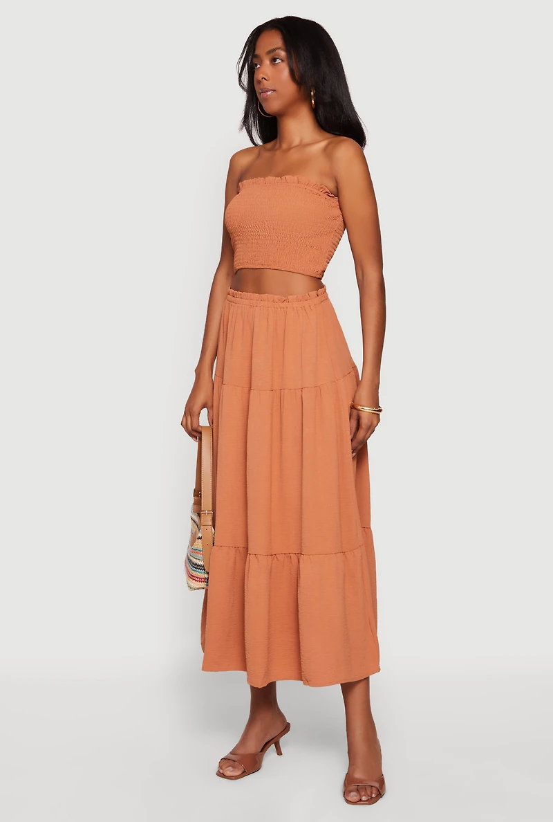 Lettuce Edge Smocked Crop Tube Top