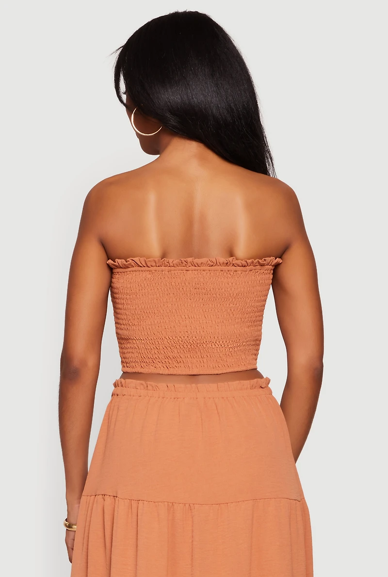 Lettuce Edge Smocked Crop Tube Top