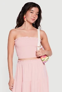 Lettuce Edge Smocked Crop Tube Top