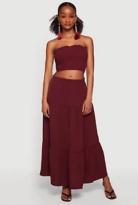Crepe Knit High Waisted Tiered Skirt