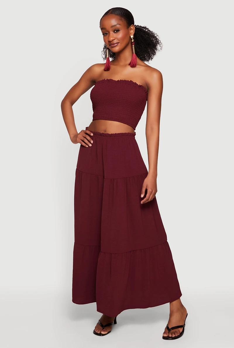 Crepe Knit High Waisted Tiered Skirt