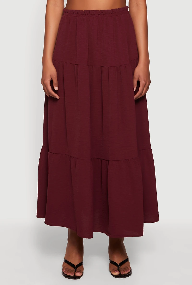 Crepe Knit High Waisted Tiered Skirt