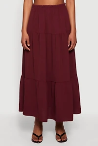 Crepe Knit High Waisted Tiered Skirt