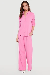 Tie Back Collared Button Front Blouse