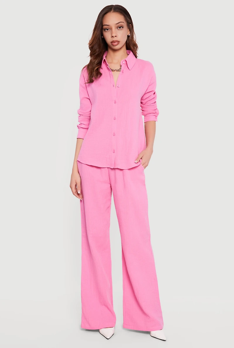 High Waisted Wide Leg Casual Pants