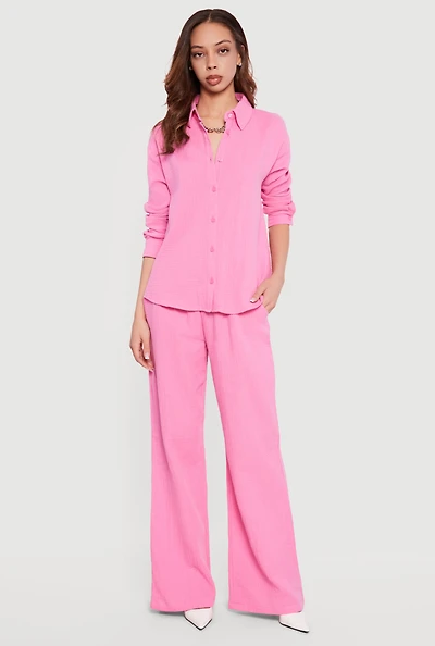 High Waisted Wide Leg Casual Pants