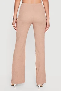 Textured Knit High Waisted Flare Leg Pants