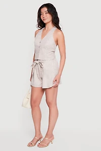 Striped Tie Back Halter Neck Blazer Vest