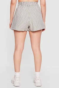 Striped Tie Waist Belted Shorts