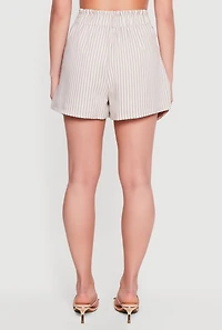 Striped Tie Waist Belted Shorts