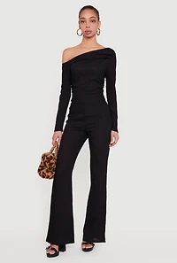 Textured Knit Pull On Straight Leg Pants