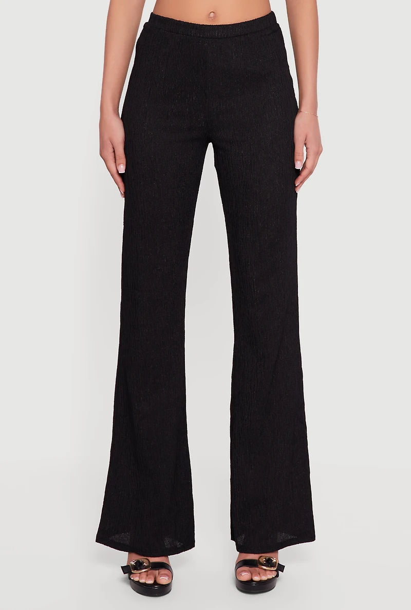 Textured Knit Pull On Straight Leg Pants