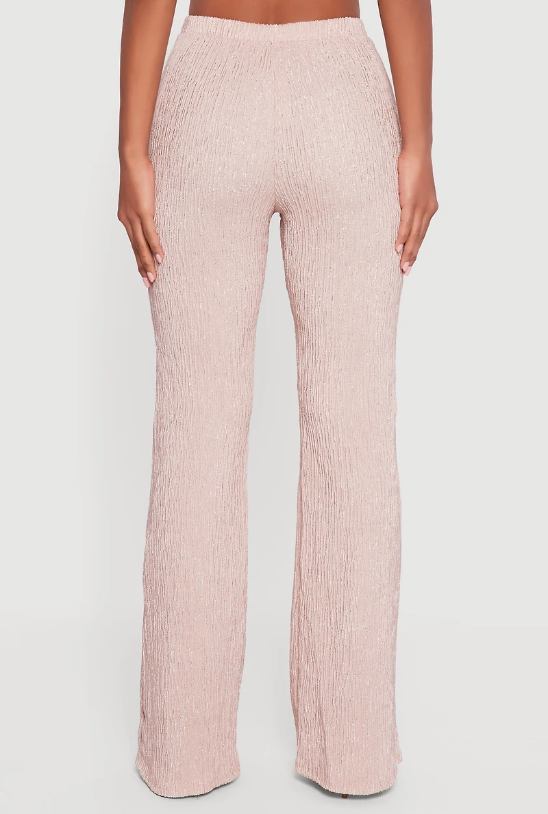 Womens Textured Knit Pull On Straight Leg Pants,