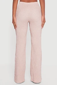 Womens Textured Knit Pull On Straight Leg Pants,