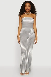 Striped Fold Over Cropped Tube Top