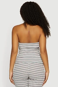 Striped Fold Over Cropped Tube Top