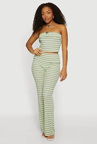 Striped Fold Over Cropped Tube Top
