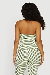 Striped Fold Over Cropped Tube Top