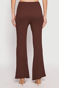Womens Textured Knit O Ring Waist Flare Pants,
