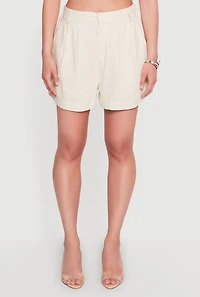 Linen High Waisted Shorts with Elastic Back