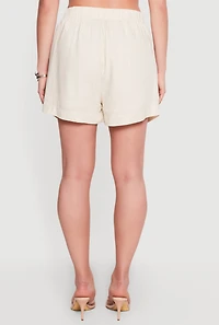 Linen High Waisted Shorts with Elastic Back