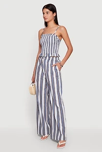 High Waisted Wide Leg Striped Pants