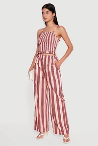 High Waisted Wide Leg Striped Pants