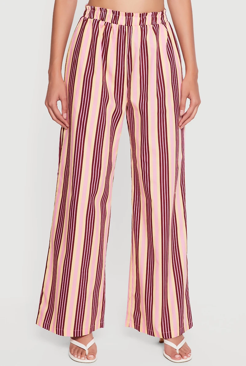 High Waisted Wide Leg Striped Pants