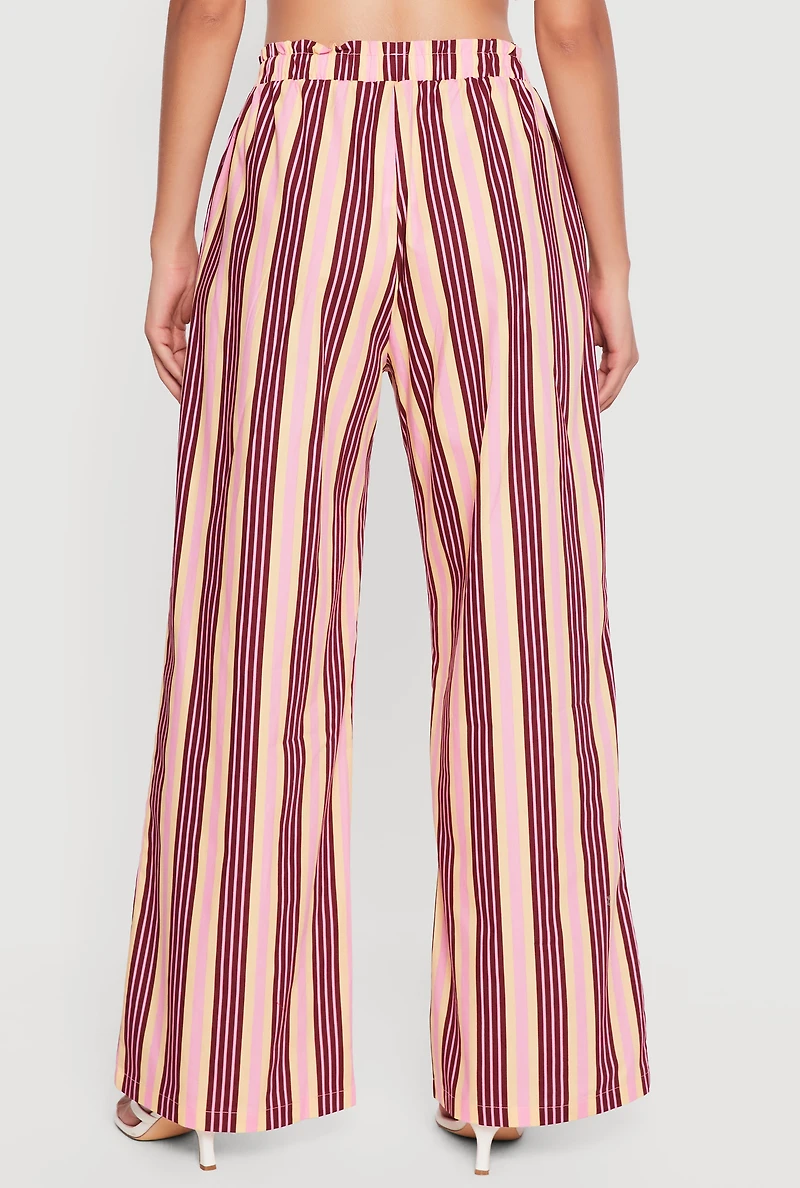 High Waisted Wide Leg Striped Pants