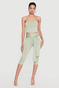 Tie Waist Capri Leggings