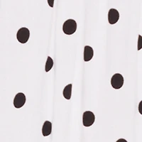 Smocked Drop Waist Polka Dot Side Slit Skirt