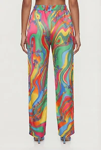 Floral Psychedelic Swirl Satin Pants