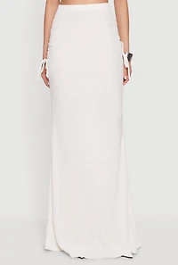 High Waisted Side Ruched Mermaid Maxi Skirt