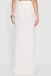 High Waisted Side Ruched Mermaid Maxi Skirt