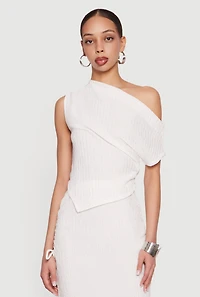 One Shoulder Side Ruched Asymmetrical Top