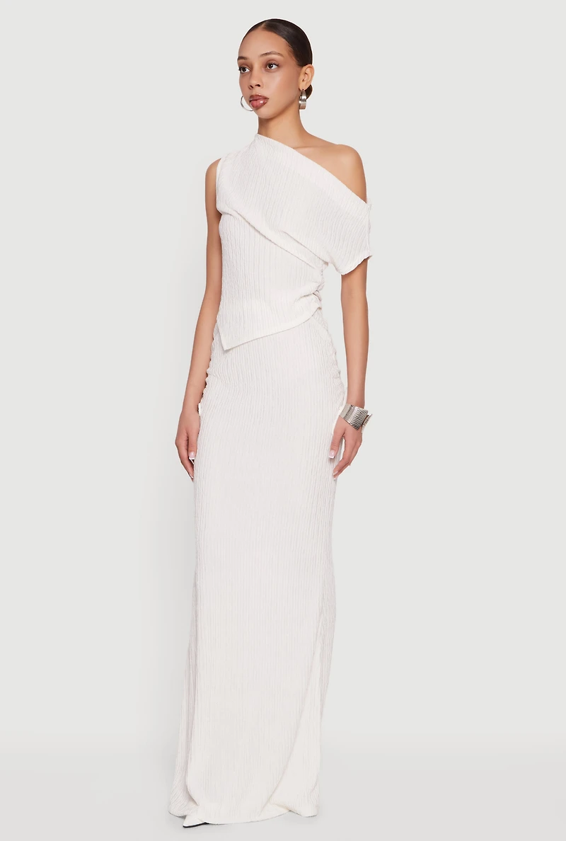 One Shoulder Side Ruched Asymmetrical Top