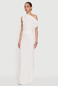 One Shoulder Side Ruched Asymmetrical Top