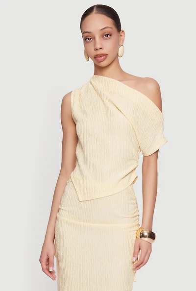 One Shoulder Side Ruched Asymmetrical Top