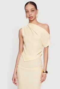 One Shoulder Side Ruched Asymmetrical Top
