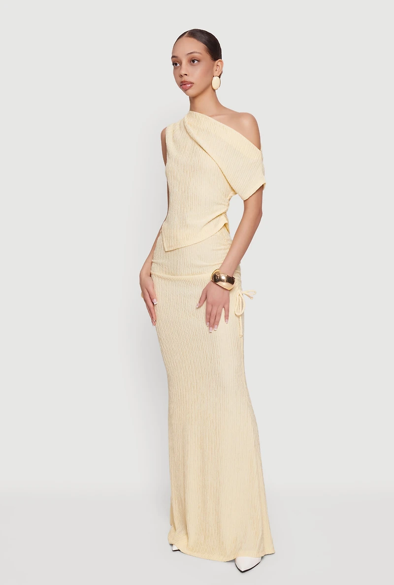 One Shoulder Side Ruched Asymmetrical Top