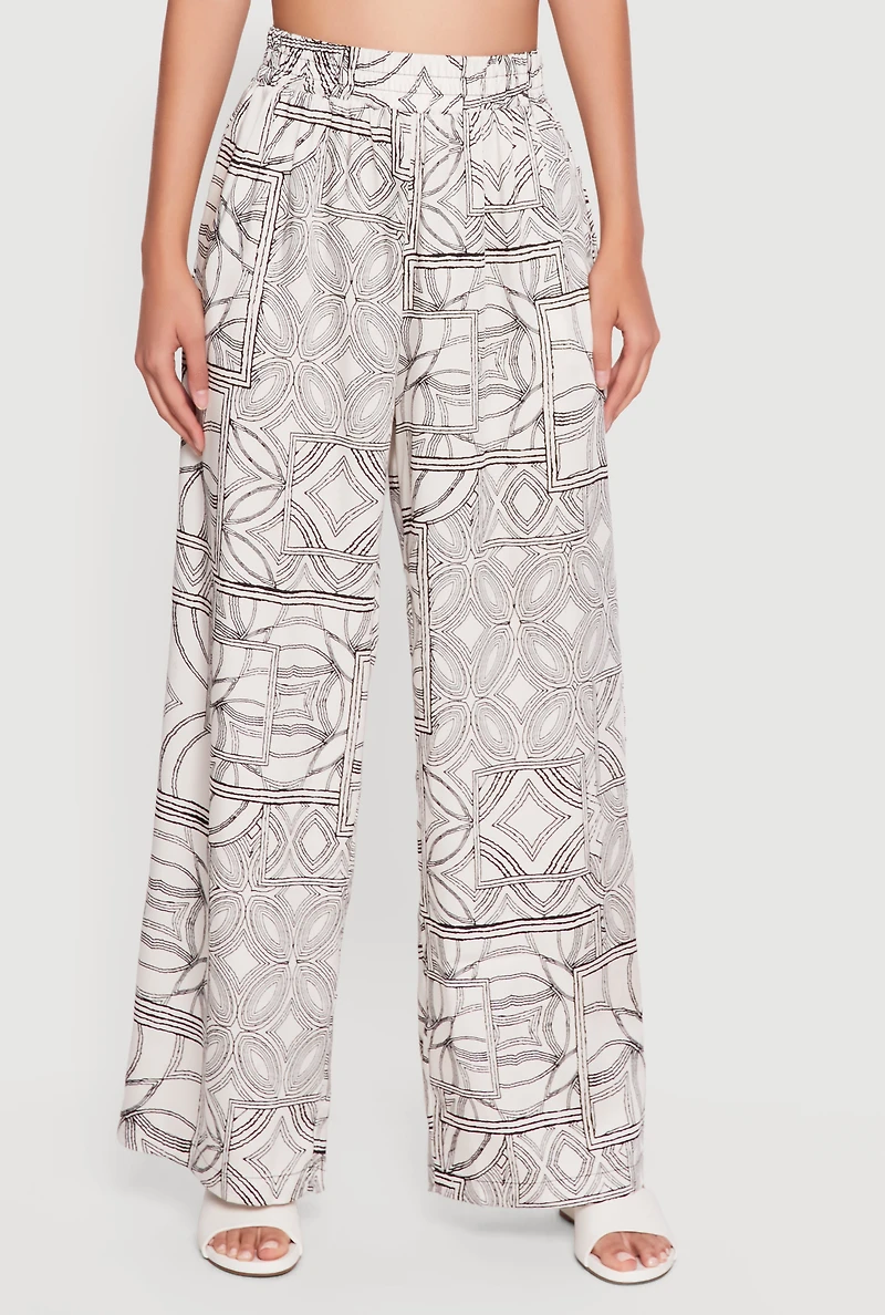 Printed Pattern High Waisted Wide Leg Pants