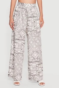 Printed Pattern High Waisted Wide Leg Pants