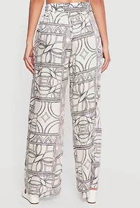 Printed Pattern High Waisted Wide Leg Pants
