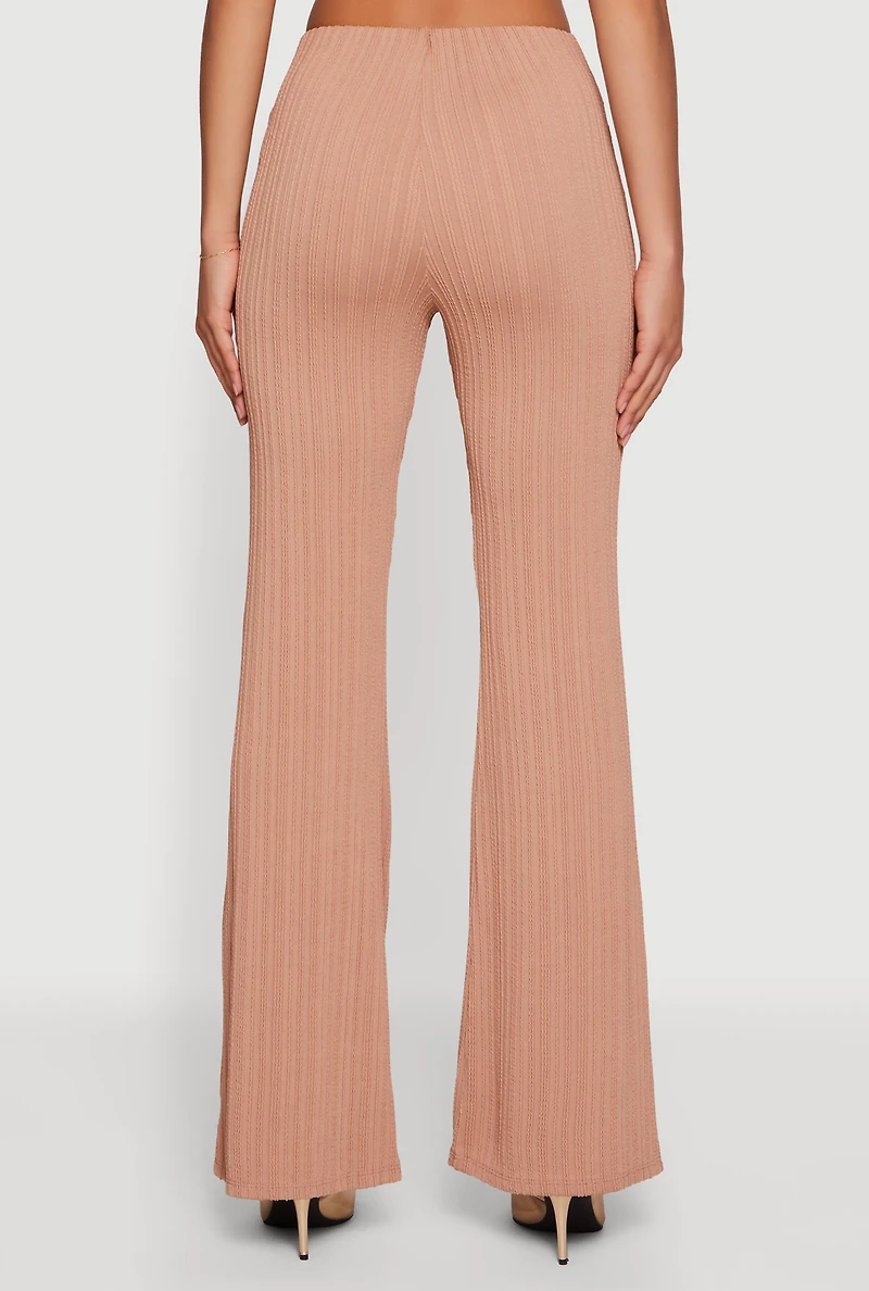 Metallic Detail Belted Front Flare Pants