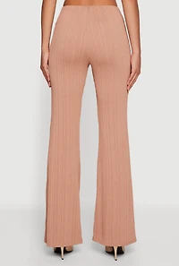 Metallic Detail Belted Front Flare Pants