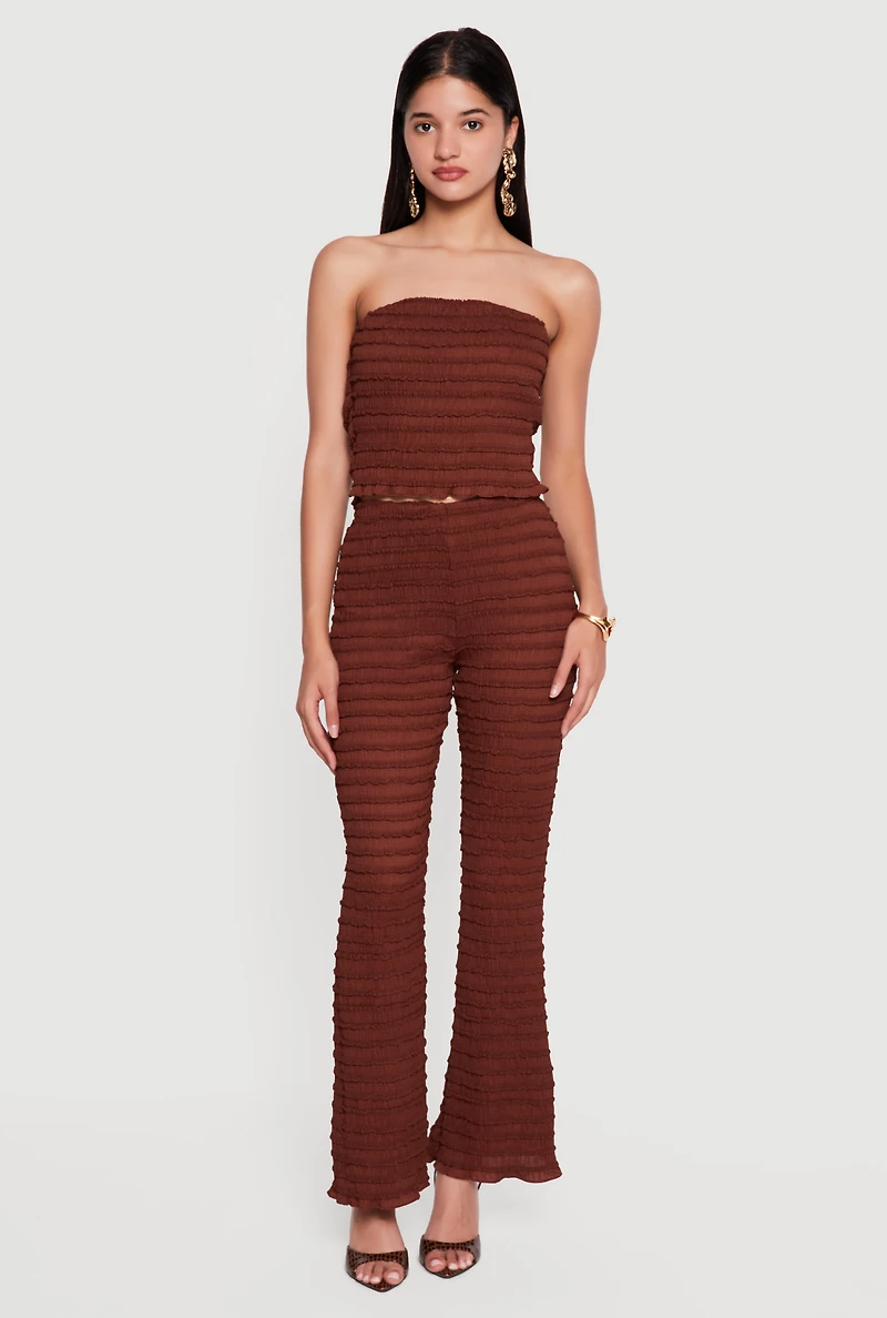 Ribbed Knit Lettuce Edge Trim Crop Tube Top
