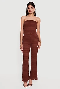 Ribbed Knit Lettuce Edge Trim Crop Tube Top